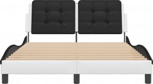 vidaXL vidaXL Rama łóżka z LED, biało-czarna, 140x200 cm, sztuczna skóra 6