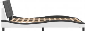 vidaXL vidaXL Rama łóżka z LED, biało-czarna, 140x200 cm, sztuczna skóra 8