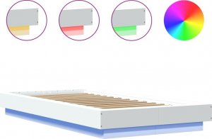 vidaXL vidaXL Rama łóżka z LED, biała, 90x190 cm, materiał drewnopochodny 8