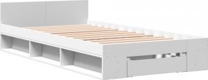 vidaXL Rama łóżka z szufladą, biała, 75x190 cm 2