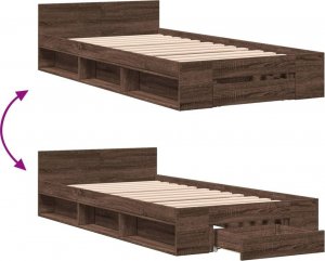 vidaXL vidaXL Rama łóżka z szufladą, brązowy dąb, 75x190 cm 7