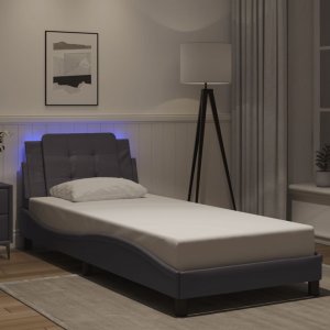 vidaXL vidaXL Rama łóżka z LED, szara, 100x200 cm, sztuczna skóra 4