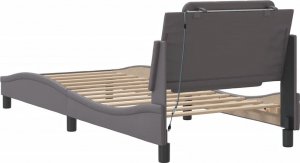 vidaXL vidaXL Rama łóżka z LED, szara, 100x200 cm, sztuczna skóra 10