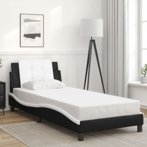 vidaXL vidaXL Rama łóżka z LED, czarno-biała, 80x200 cm, sztuczna skóra 5