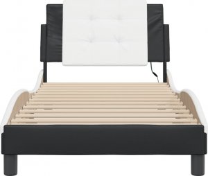 vidaXL vidaXL Rama łóżka z LED, czarno-biała, 80x200 cm, sztuczna skóra 7