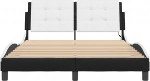 vidaXL vidaXL Rama łóżka z LED, czarno-biała, 140x190 cm, sztuczna skóra 6