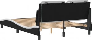 vidaXL vidaXL Rama łóżka z LED, czarno-biała, 140x190 cm, sztuczna skóra 9