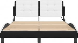 vidaXL vidaXL Rama łóżka z LED, czarno-biała, 140x200 cm, sztuczna skóra 6