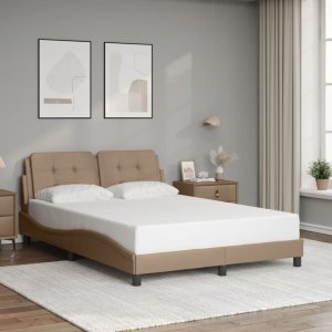 vidaXL vidaXL Rama łóżka z zagłówkiem, cappuccino, 140x190 cm, sztuczna skóra 3