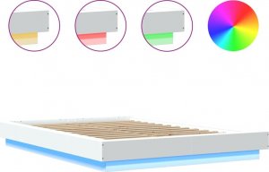vidaXL vidaXL Rama łóżka z LED, biała, 135x190 cm, materiał drewnopochodny 8