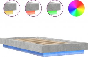 vidaXL vidaXL Rama łóżka z LED, szarość betonu, 90x190 cm 8