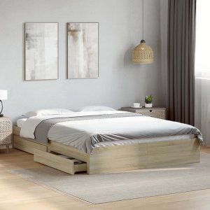 vidaXL vidaXL Rama łóżka z szufladami, dąb sonoma, 150x200 cm 2