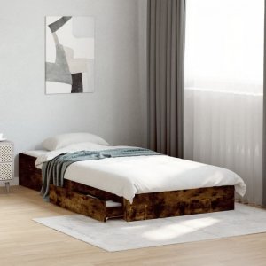 vidaXL vidaXL Rama łóżka z szufladami, przydymiony dąb, 90x200 cm 3