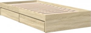 vidaXL vidaXL Rama łóżka z szufladami, dąb sonoma, 90x200 cm 2