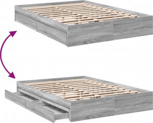 vidaXL vidaXL Rama łóżka z szufladami, szary dąb sonoma, 160x200 cm 7