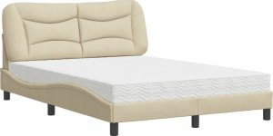 vidaXL vidaXL Łóżko z materacem, kremowe, 140x200 cm, obite tkaniną 2