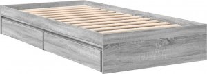 vidaXL vidaXL Rama łóżka z szufladami, szary dąb sonoma, 75x190 cm 6