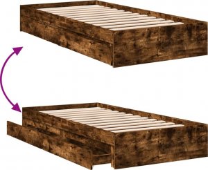 vidaXL Rama łóżka z szufladami, przydymiony dąb, 100x200 cm 7