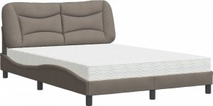 vidaXL vidaXL Łóżko z materacem, taupe, 140x190 cm, obite tkaniną 2