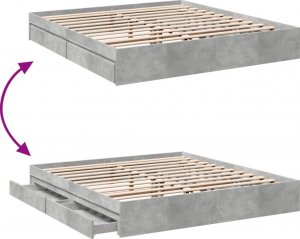 vidaXL Rama łóżka z szufladami, szarość betonu, 200x200 cm 7