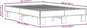 vidaXL Rama łóżka, czarna, 120x200 cm, materiał drewnopochodny i metal 9