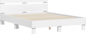 vidaXL Rama łóżka z wezgłowiem i LED, biała, 140x190 cm 6