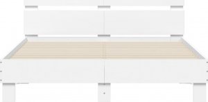 vidaXL Rama łóżka z wezgłowiem i LED, biała, 140x190 cm 7