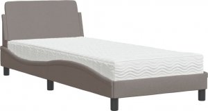 vidaXL vidaXL Łóżko z materacem, taupe, 90x190 cm, obite tkaniną 2