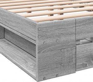 vidaXL Rama łóżka z szufladami, szary dąb sonoma, 150x200 cm 8