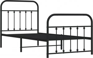 vidaXL Metalowa rama łóżka z wezgłowiem i zanóżkiem, czarna, 90x200 cm 5