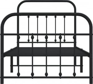 vidaXL Metalowa rama łóżka z wezgłowiem i zanóżkiem, czarna, 90x200 cm 6