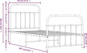 vidaXL Metalowa rama łóżka z wezgłowiem i zanóżkiem, czarna, 90x200 cm 9
