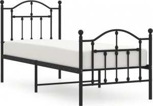 vidaXL Metalowa rama łóżka z wezgłowiem i zanóżkiem, czarna, 75x190 cm 2