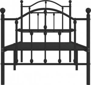 vidaXL Metalowa rama łóżka z wezgłowiem i zanóżkiem, czarna, 75x190 cm 5