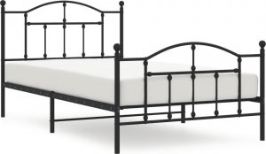 vidaXL Metalowa rama łóżka z wezgłowiem i zanóżkiem, czarna, 100x200cm 2