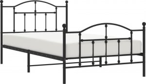 vidaXL Metalowa rama łóżka z wezgłowiem i zanóżkiem, czarna, 100x200cm 3