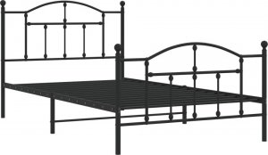 vidaXL Metalowa rama łóżka z wezgłowiem i zanóżkiem, czarna, 100x200cm 4
