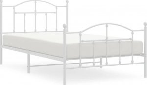 vidaXL Metalowa rama łóżka z wezgłowiem i zanóżkiem, biała, 100x200 cm 2