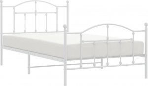 vidaXL Metalowa rama łóżka z wezgłowiem i zanóżkiem, biała, 100x200 cm 3