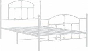 vidaXL Metalowa rama łóżka z wezgłowiem i zanóżkiem, biała, 100x200 cm 4