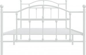 vidaXL Metalowa rama łóżka z wezgłowiem i zanóżkiem, biała, 100x200 cm 5