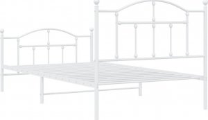vidaXL Metalowa rama łóżka z wezgłowiem i zanóżkiem, biała, 100x200 cm 7