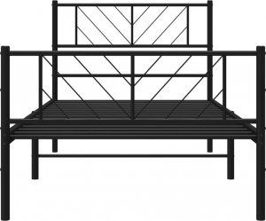vidaXL Metalowa rama łóżka z wezgłowiem i zanóżkiem, czarna, 100x200cm 5