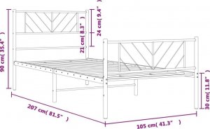vidaXL Metalowa rama łóżka z wezgłowiem i zanóżkiem, czarna, 100x200cm 9