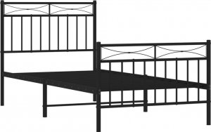 vidaXL Metalowa rama łóżka z wezgłowiem i zanóżkiem, czarna, 90x200 cm 4