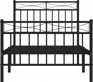 vidaXL Metalowa rama łóżka z wezgłowiem i zanóżkiem, czarna, 90x200 cm 5