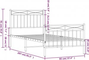 vidaXL Metalowa rama łóżka z wezgłowiem i zanóżkiem, czarna, 90x200 cm 9