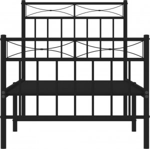 vidaXL Metalowa rama łóżka z wezgłowiem i zanóżkiem, czarna, 80x200 cm 5