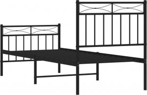 vidaXL Metalowa rama łóżka z wezgłowiem i zanóżkiem, czarna, 80x200 cm 7
