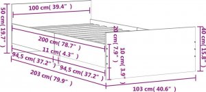 vidaXL Rama łóżka, dąb sonoma, 100x200 cm, materiał drewnopochodny 9